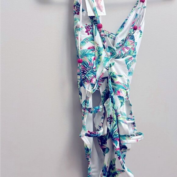 JESSICA SIMPSON Womens Printed Cut-Out One-Piece Swimsuit S swimwear - Picture 9 of 14